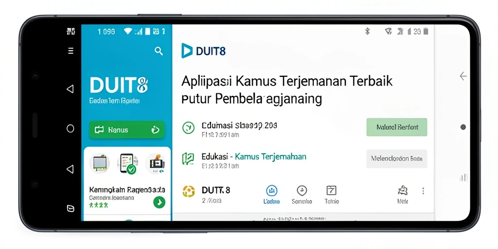 Tampilan antarmuka DUIT8 yang sederhana dan intuitif untuk Kamus Terjemahan.