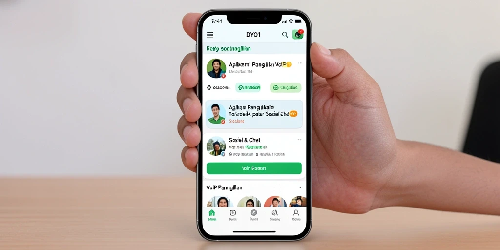 Tampilan antarmuka DYO1 untuk panggilan VoIP yang modern dan intuitif.