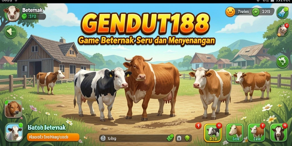 Screenshot GENDUT188 menampilkan peternakan yang indah dan hewan-hewan yang menggemaskan.