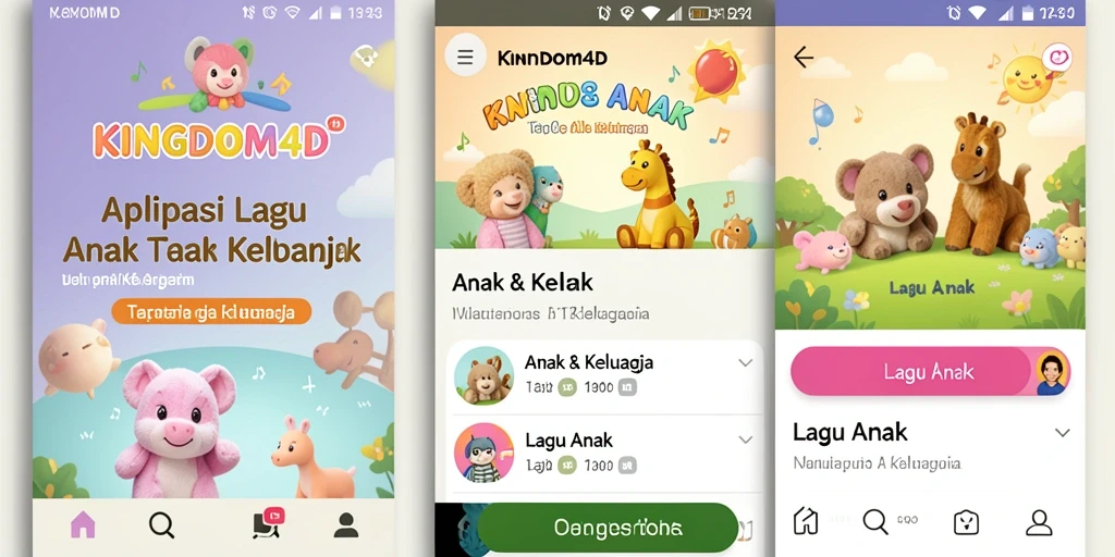 Tampilan antarmuka KINGDOM4D dengan pilihan lagu untuk anak-anak.