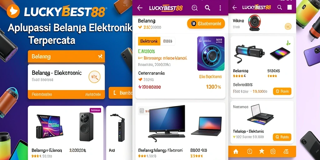 Antarmuka menarik dari aplikasi LUCKYBEST88 untuk belanja elektronik.