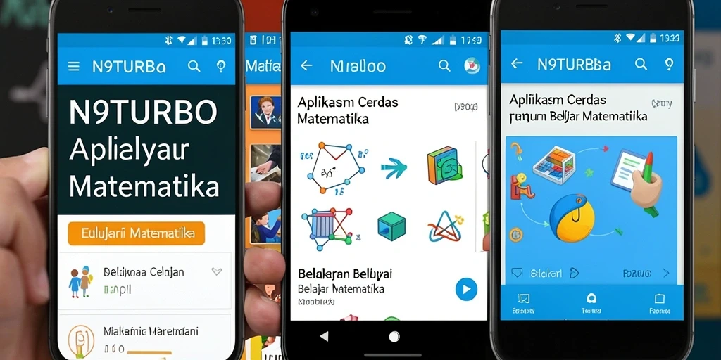 Antarmuka aplikasi N9TURBO yang menarik untuk belajar matematika.