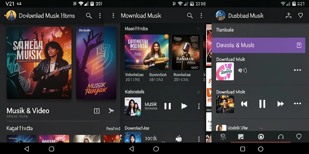 Antarmuka V21 yang menarik dan mudah digunakan untuk Download Musik.