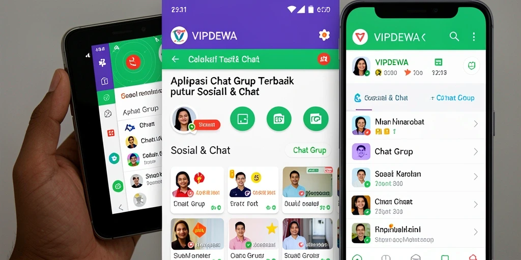 Antarmuka menarik VIPDEWA untuk chatting grup.